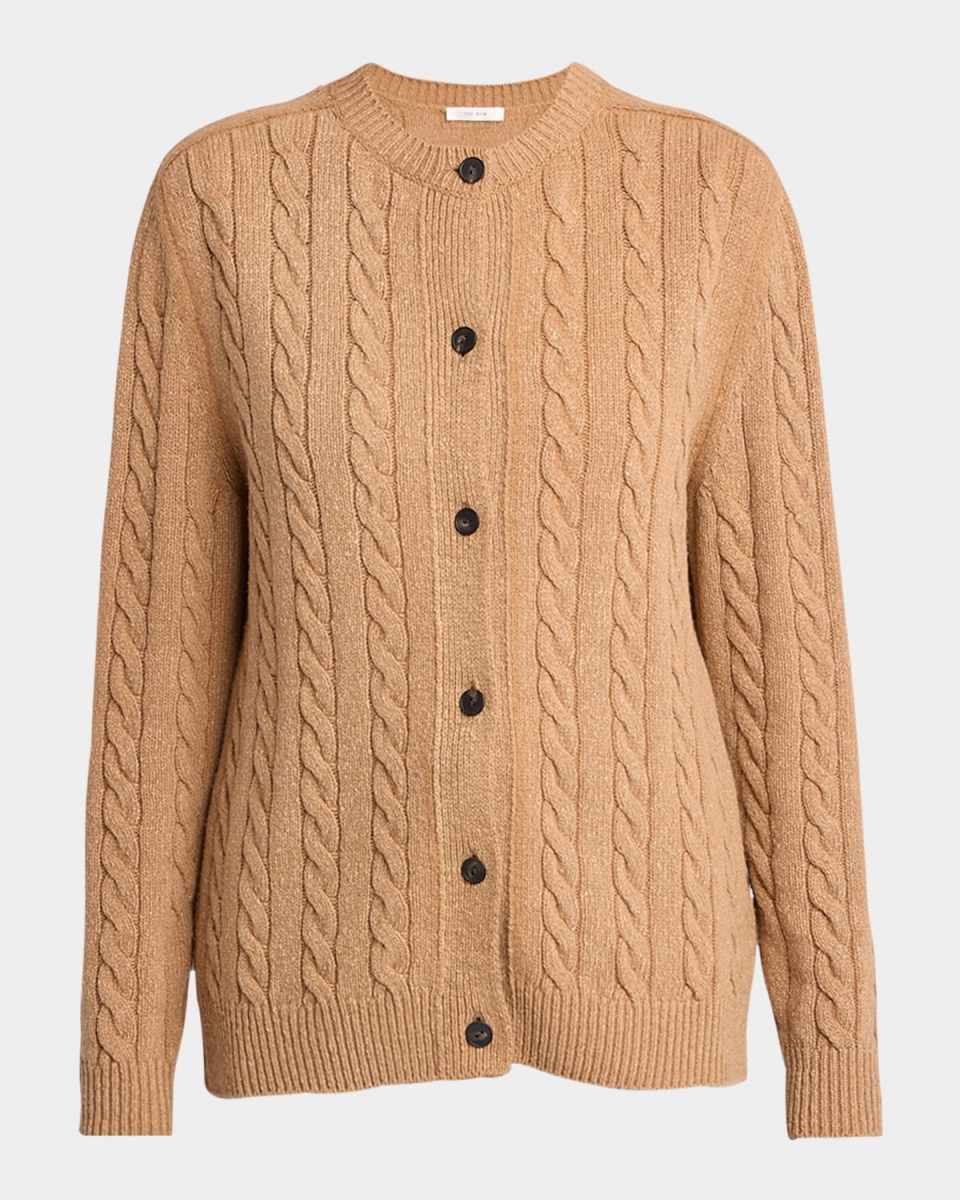 Loneke Cable Knit Crewneck Cardigan